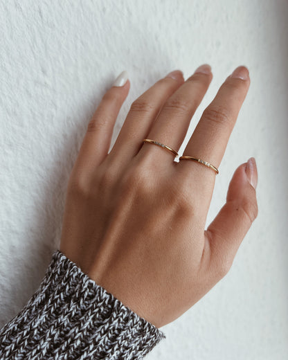 Three CZ Stacking Ring Waterproof