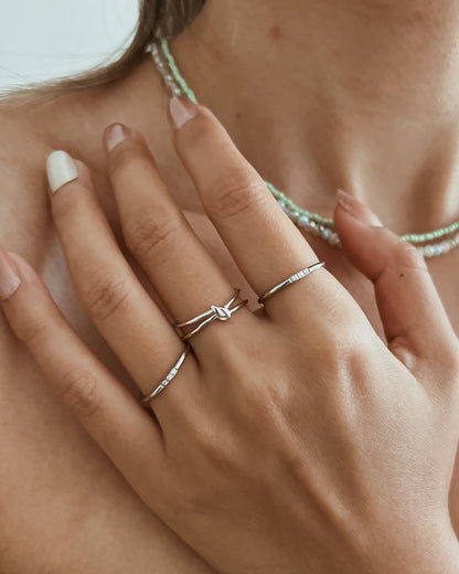 Three CZ Stacking Ring Waterproof