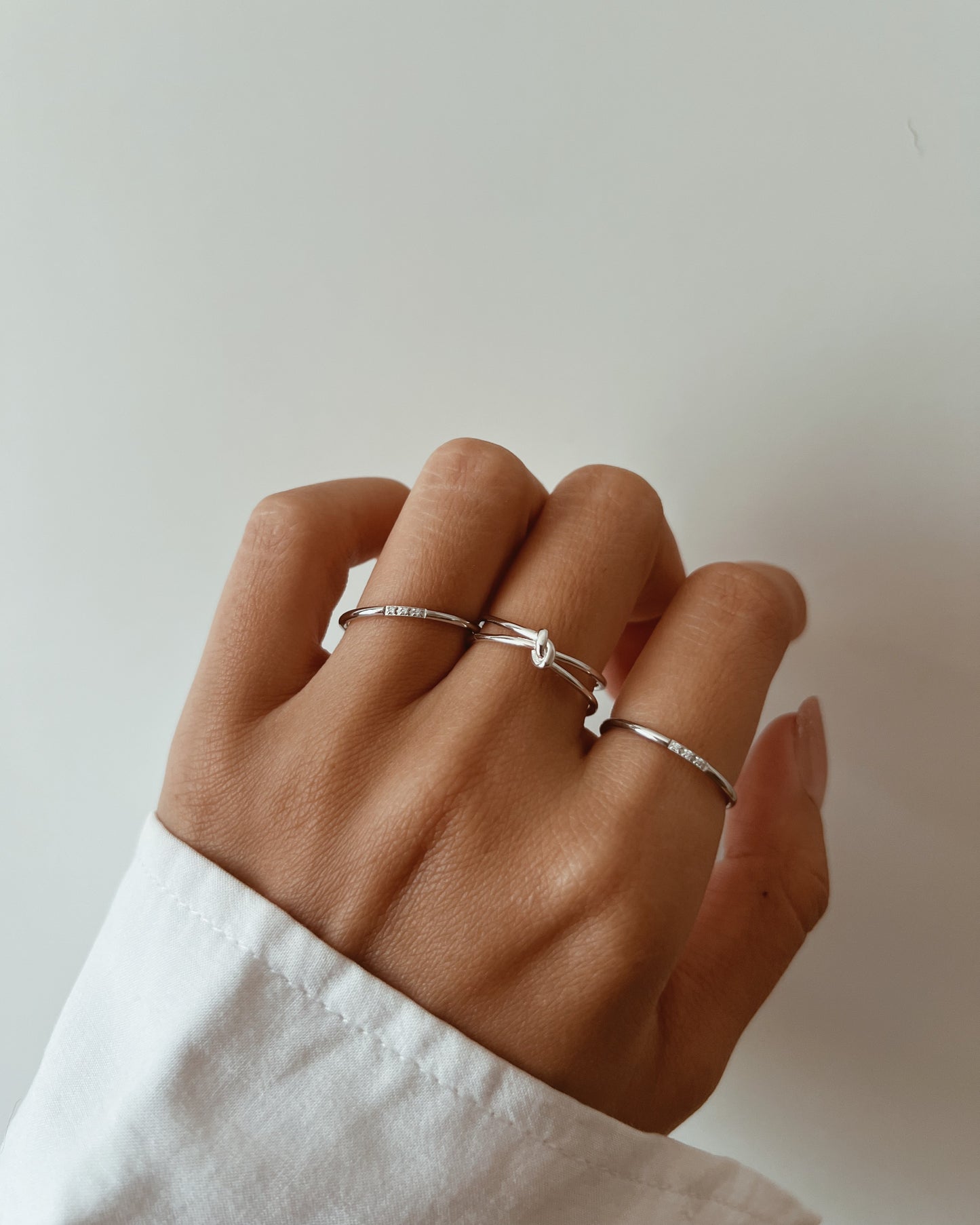 Three CZ Stacking Ring Waterproof