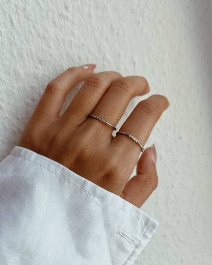 Three CZ Stacking Ring Waterproof