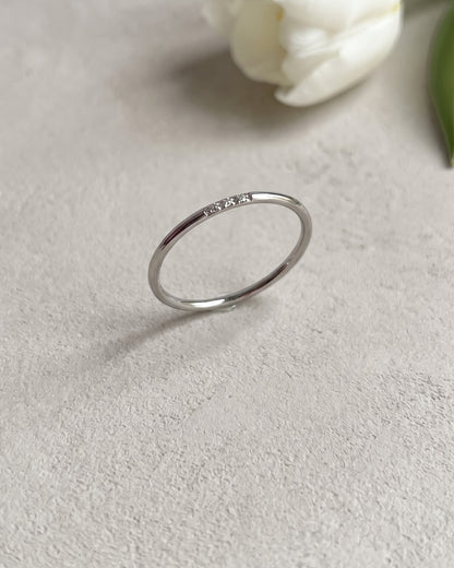 Three CZ Stacking Ring Waterproof