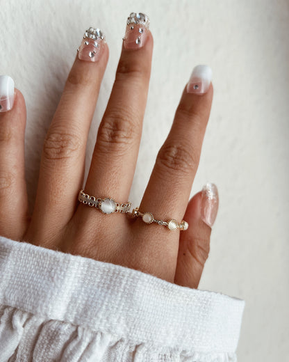 Milky Stone Filigree Ring