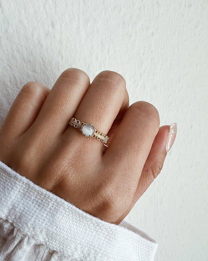 Milky Stone Filigree Ring
