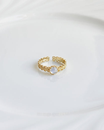 Milky Stone Filigree Ring