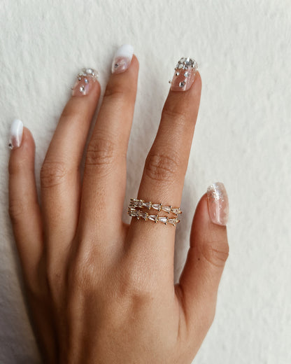 Double Row Baguette CZ Ring