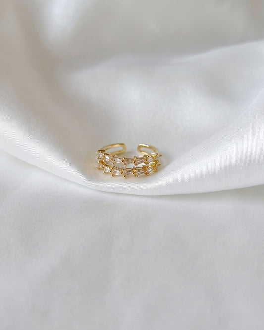 Doppelreihiger Baguette-Zirkonia-Ring