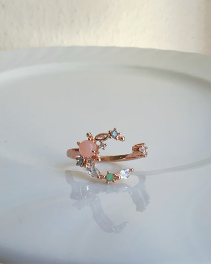 Adjustable Rose Crescent Moon Ring