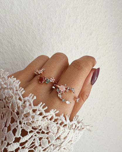 Adjustable Rose Crescent Moon Ring
