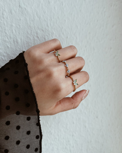 Petite Green Butterfly Crystal Ring