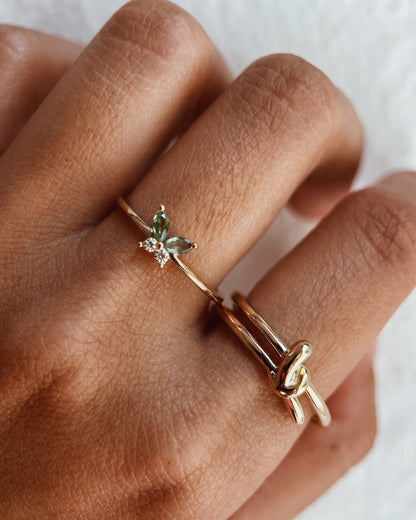 Petite Green Butterfly Crystal Ring
