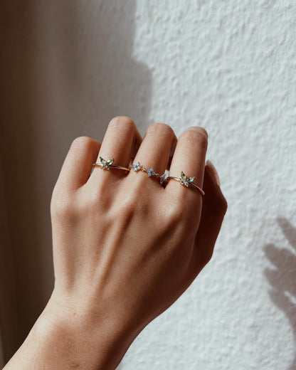 Petite Green Butterfly Crystal Ring