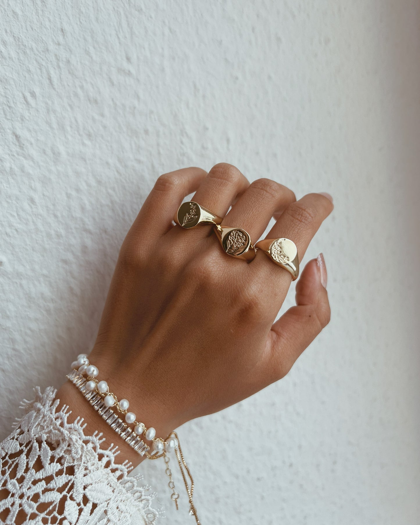 Birth Flower Signet Ring