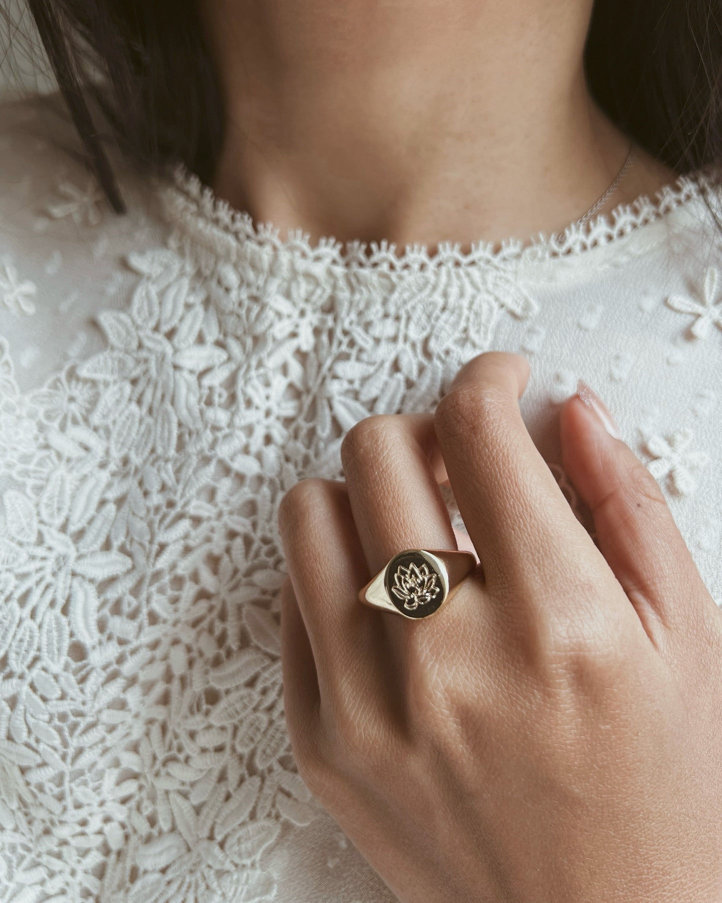 Birth Flower Signet Ring