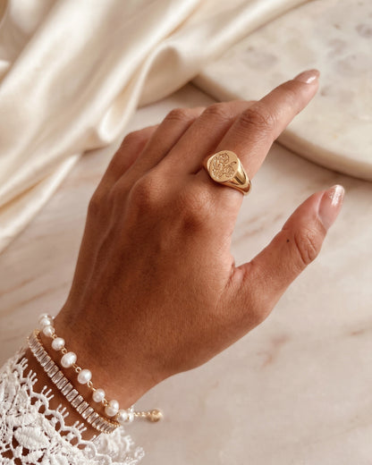 Birth Flower Signet Ring