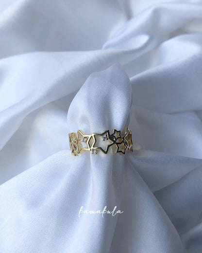 Star and Crystal Band Ring