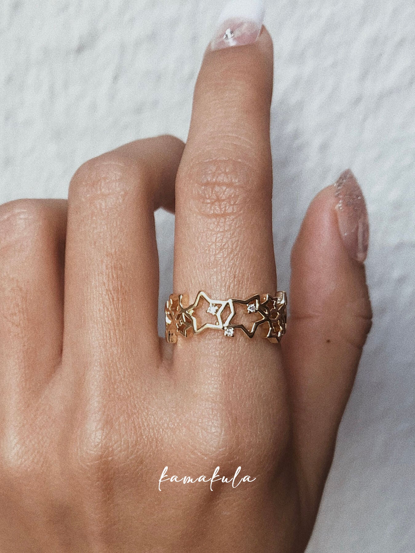 Star and Crystal Band Ring