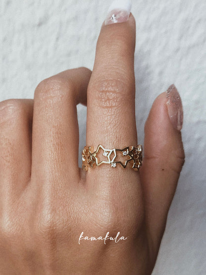 Star and Crystal Band Ring