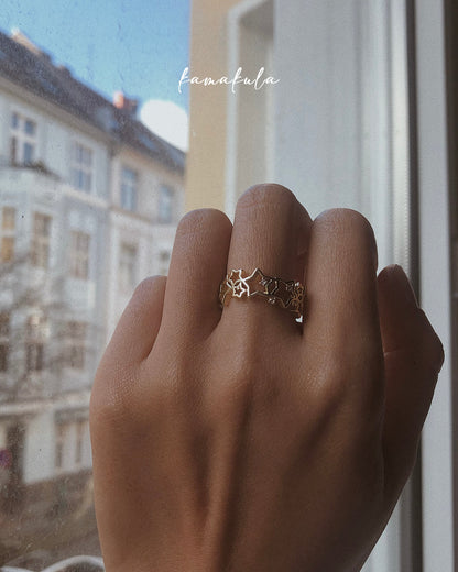 Star and Crystal Band Ring