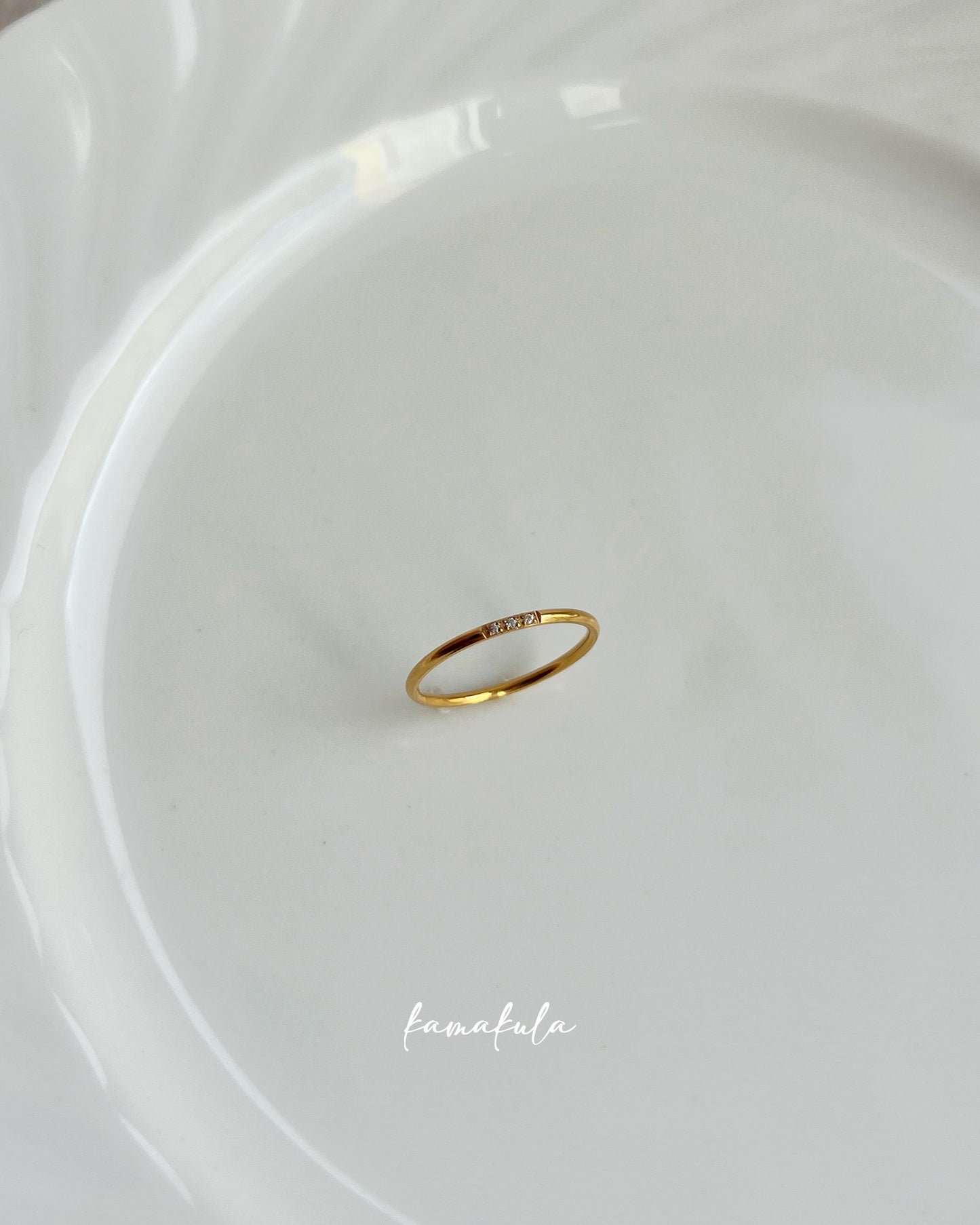 Three Zircon Thin Band Ring