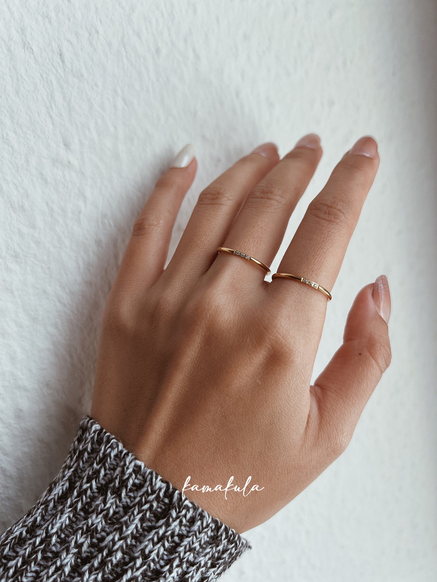 Three Zircon Thin Band Ring