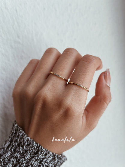 Three Zircon Thin Band Ring