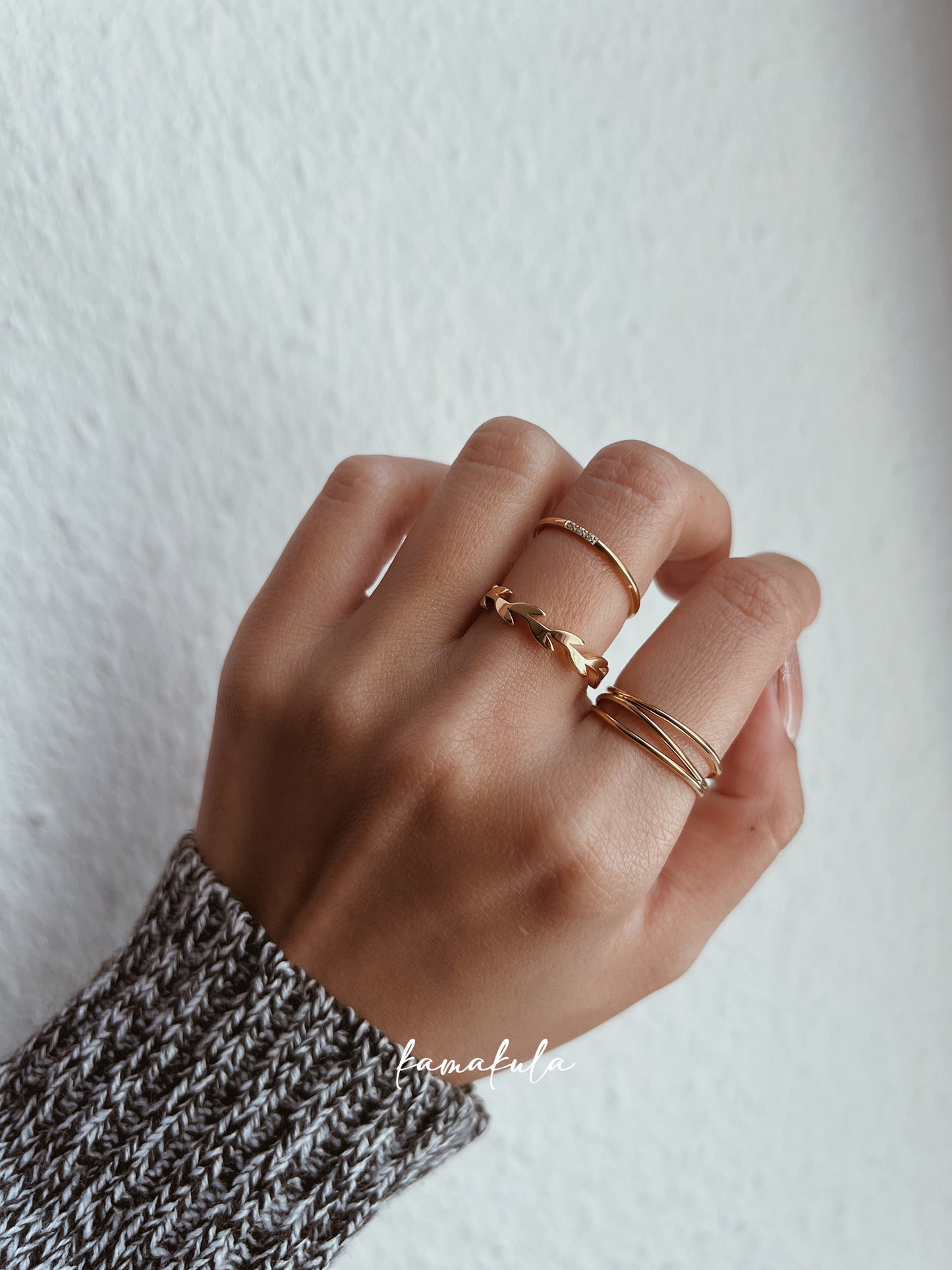 Three Zircon Thin Band Ring