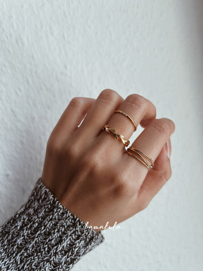Three Zircon Thin Band Ring