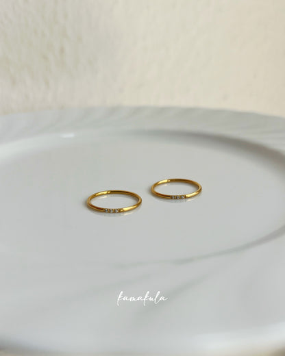 Three Zircon Thin Band Ring
