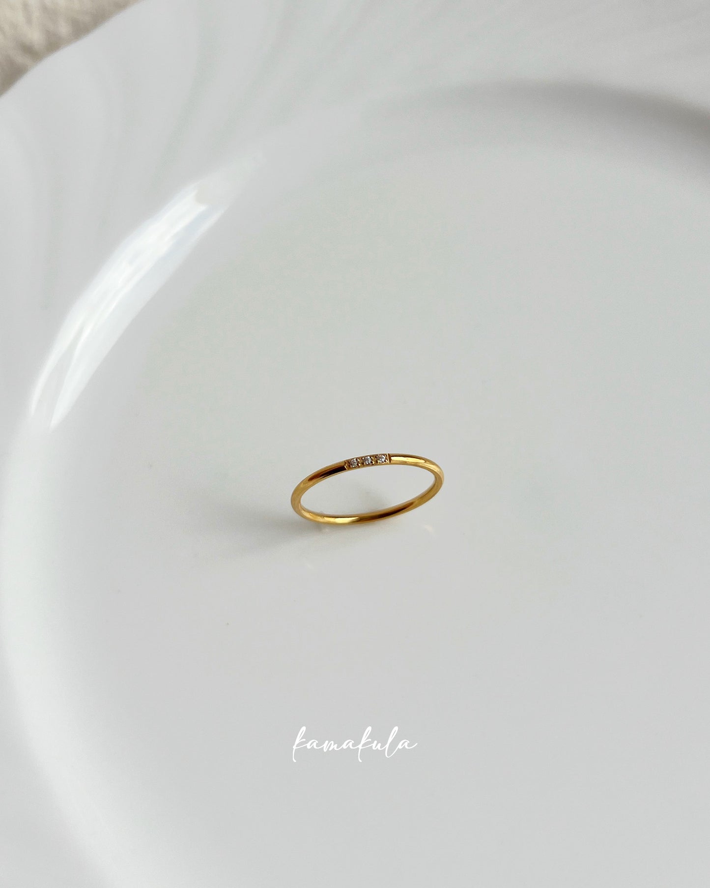 Three Zircon Thin Band Ring