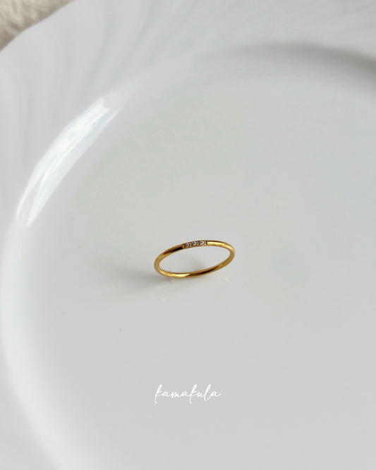 Three Zircon Thin Band Ring