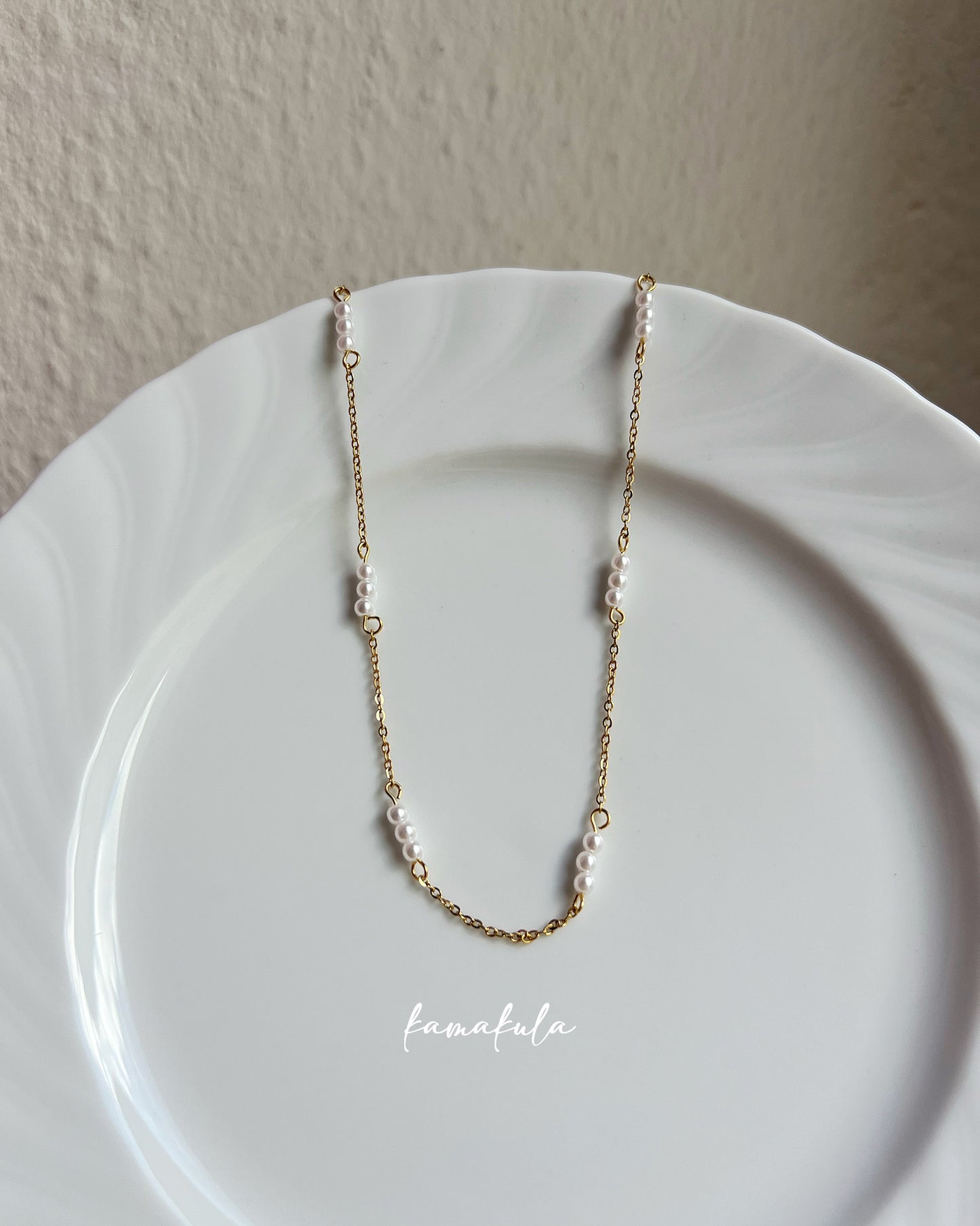Tiny Pearl Station Necklace