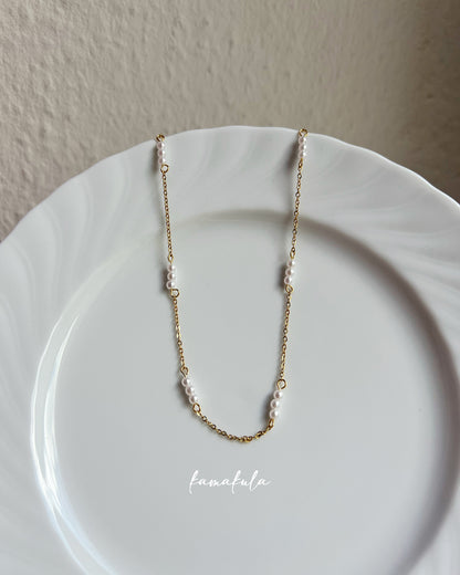 Tiny Pearl Station Necklace