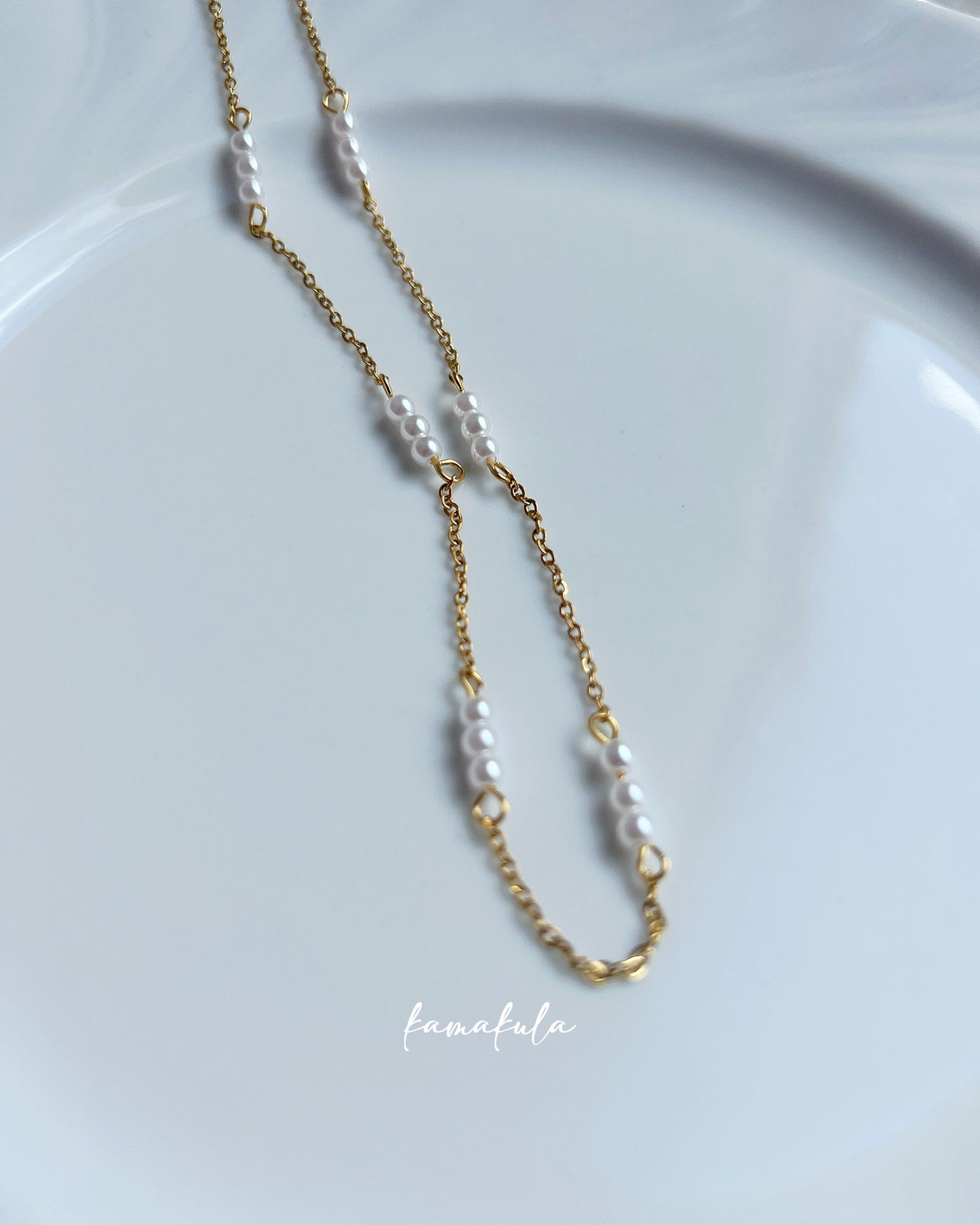 Tiny Pearl Station Necklace