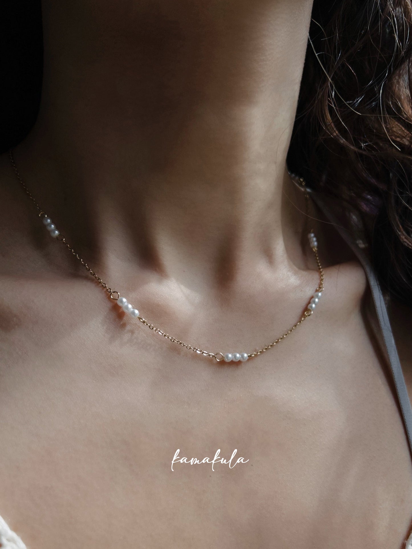Tiny Pearl Station Necklace
