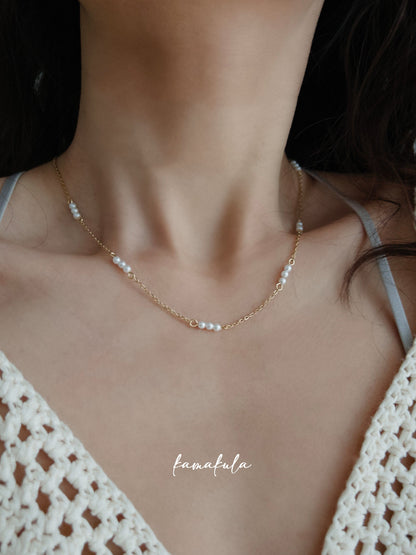 Tiny Pearl Station Necklace