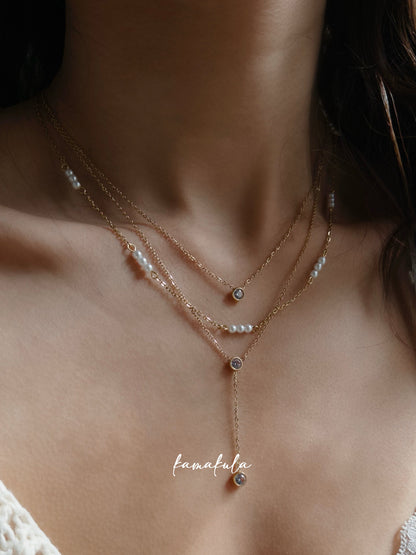Tiny Pearl Station Necklace