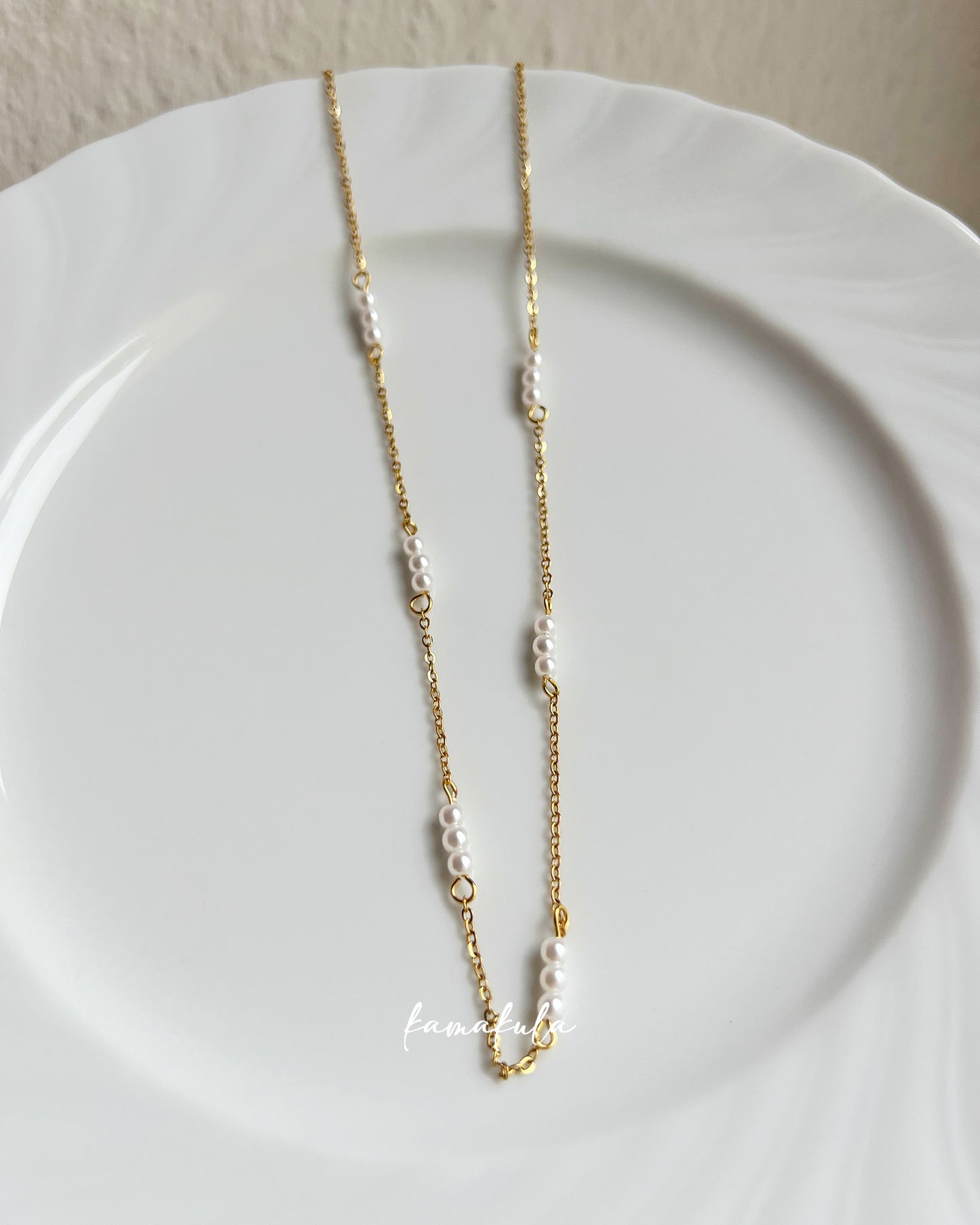 Tiny Pearl Station Necklace