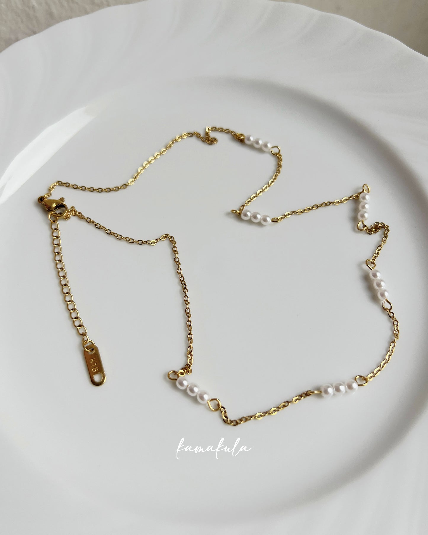 Tiny Pearl Station Necklace