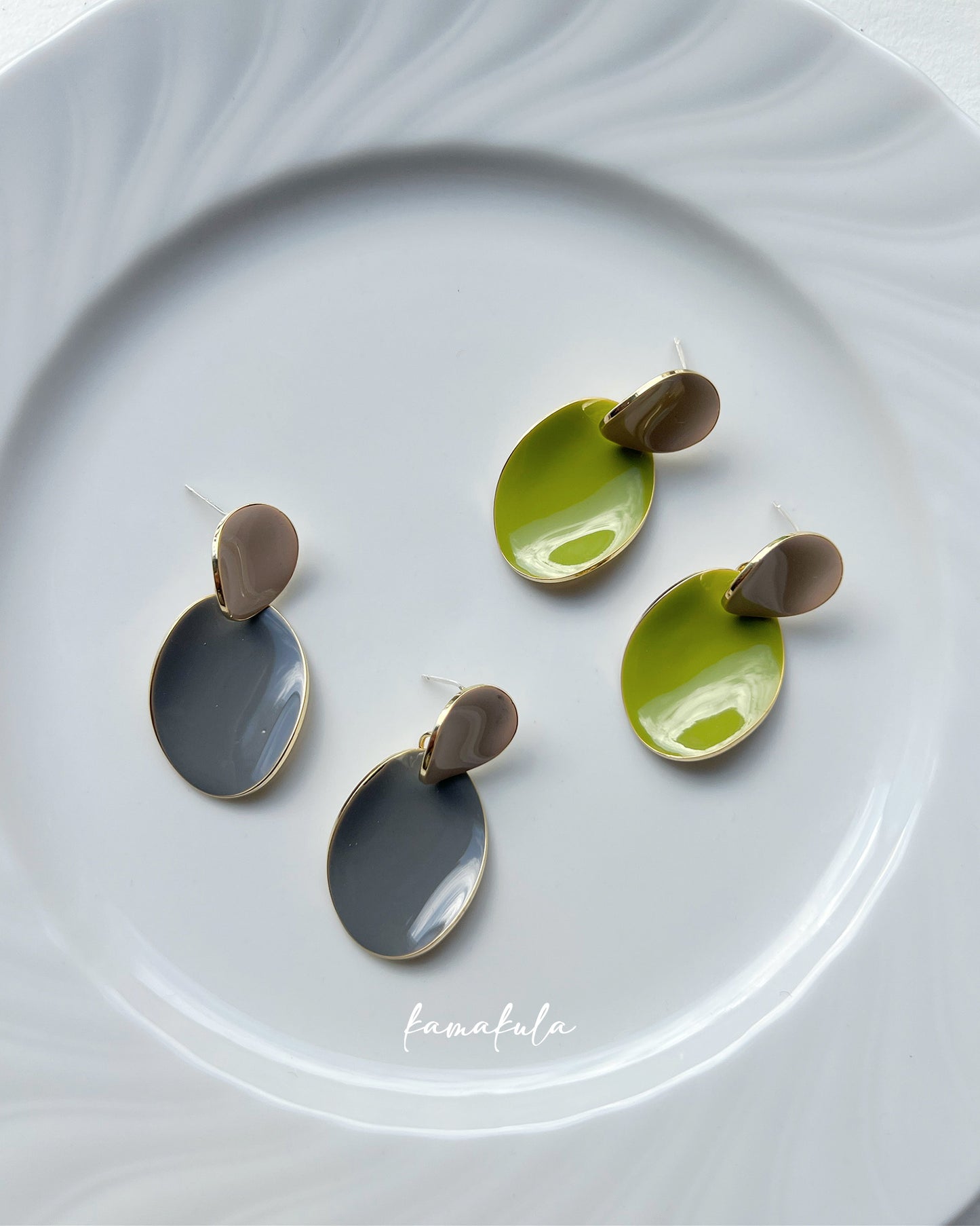 Two Tone Enamel Earring
