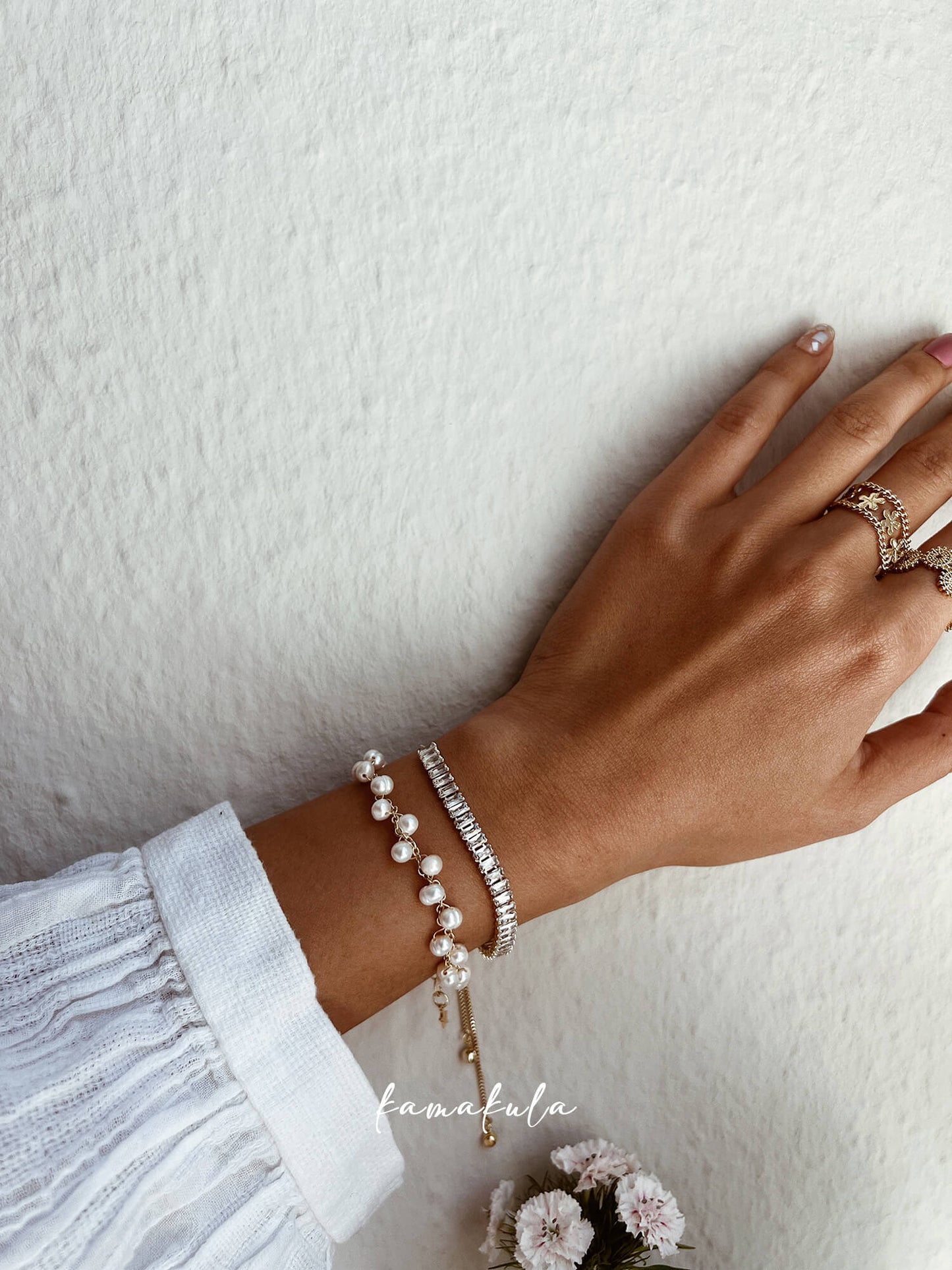 Wire Wrapped Pearl Bracelet