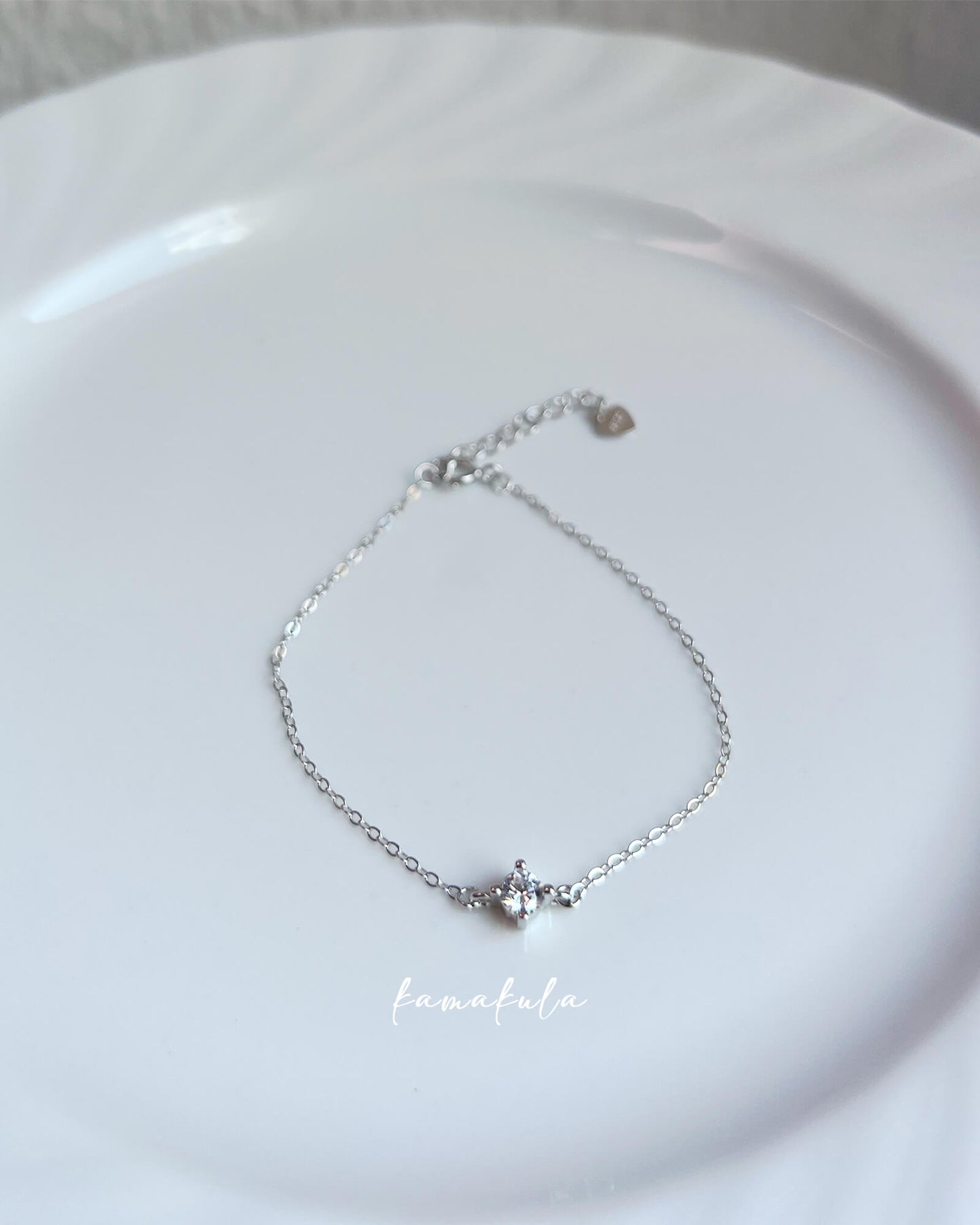 Zirconia Solitaire Bracelet Sterling Silver