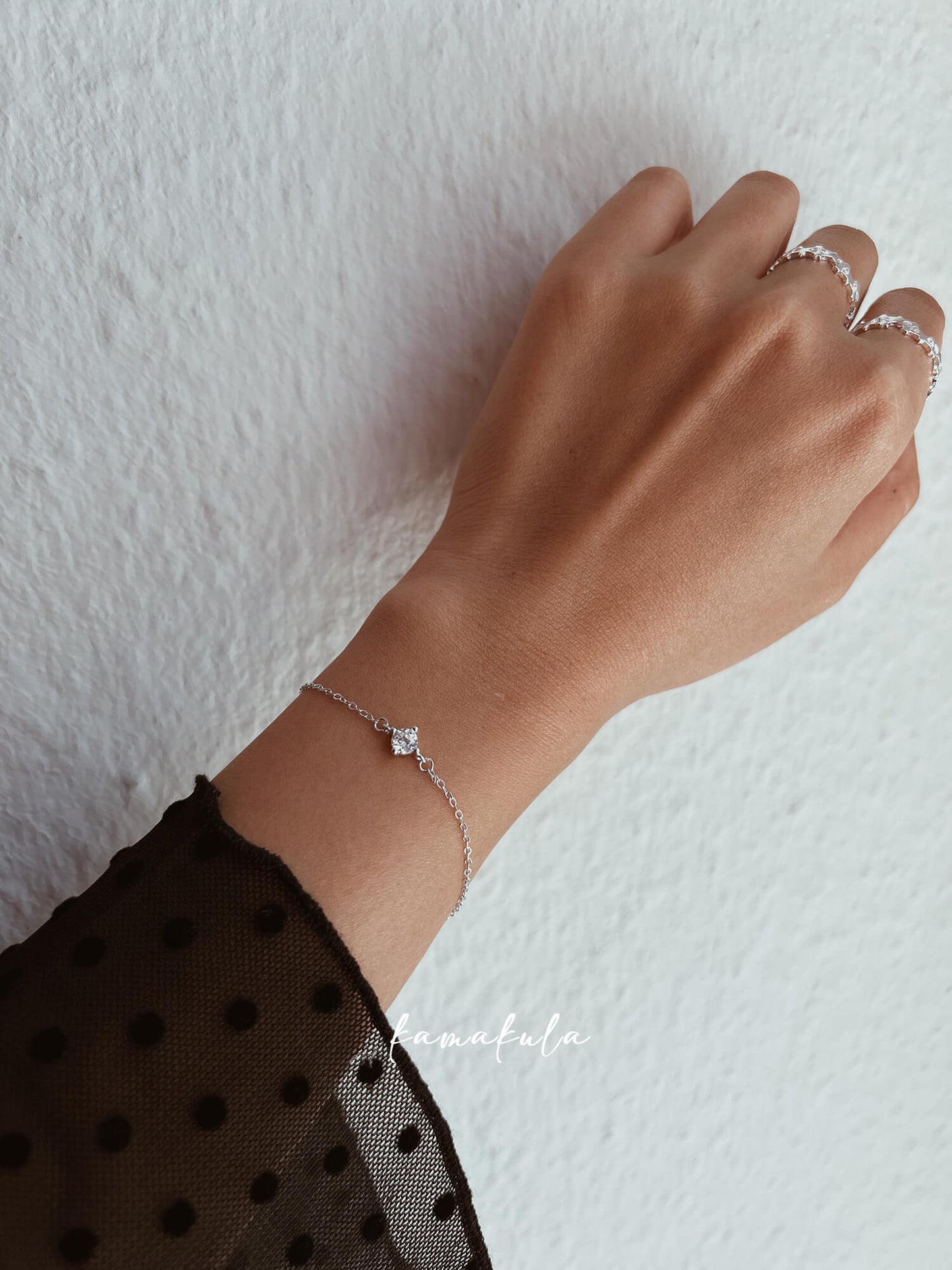 Zirconia Solitaire Bracelet Sterling Silver