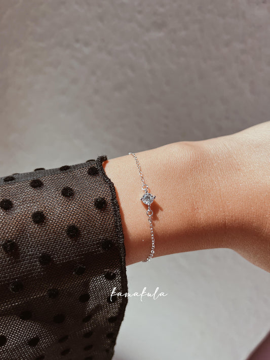 Zirconia Solitaire Bracelet Sterling Silver