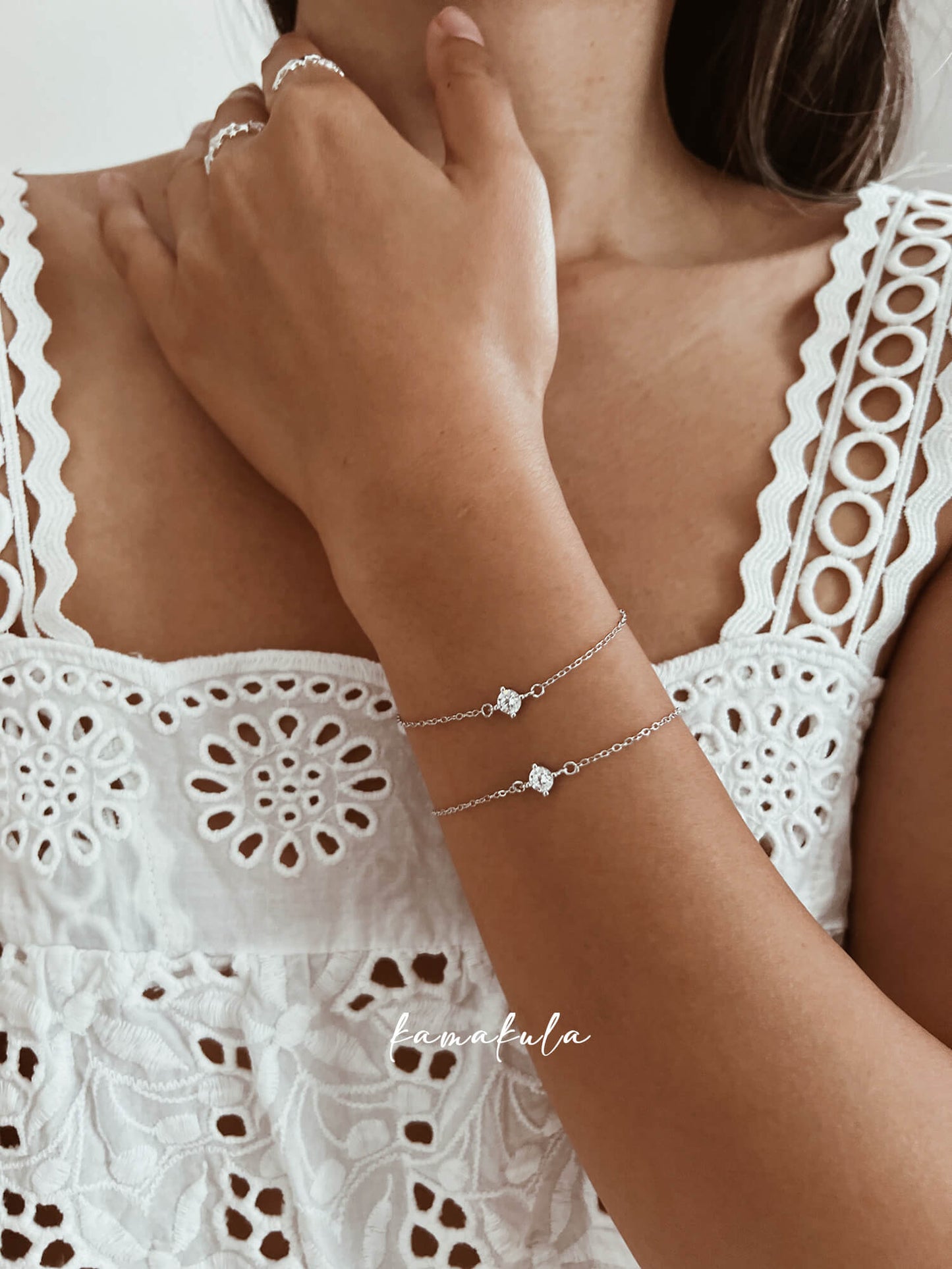 Zirconia Solitaire Bracelet Sterling Silver