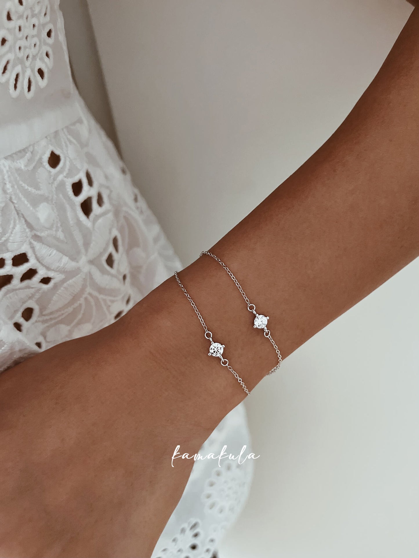 Zirconia Solitaire Bracelet Sterling Silver