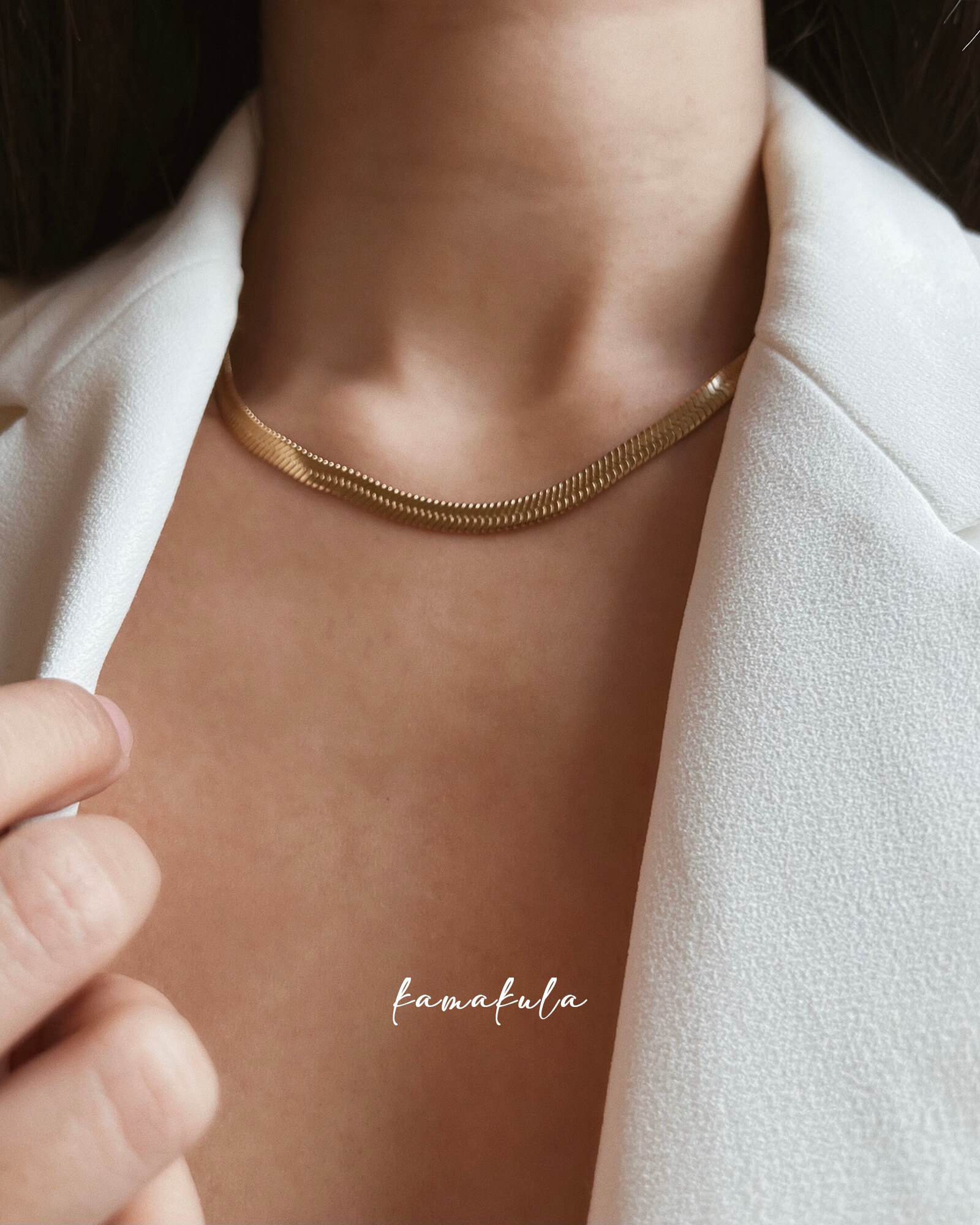 Thick Snake Chain Necklace | Caitlyn Minimalist 18K Gold