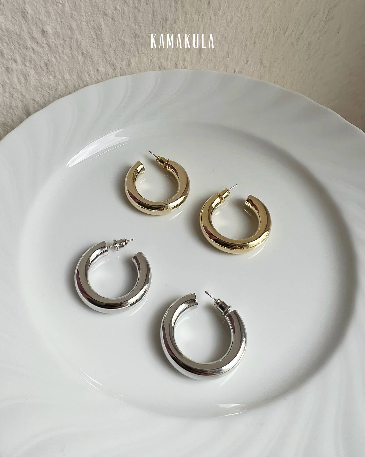 Rose Thick Hoop Earring (silver) – Kamakula