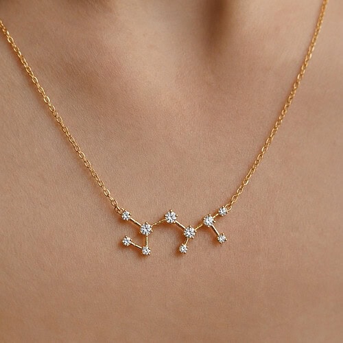 Zodiac Constellation Necklace Waterproof (Gold)